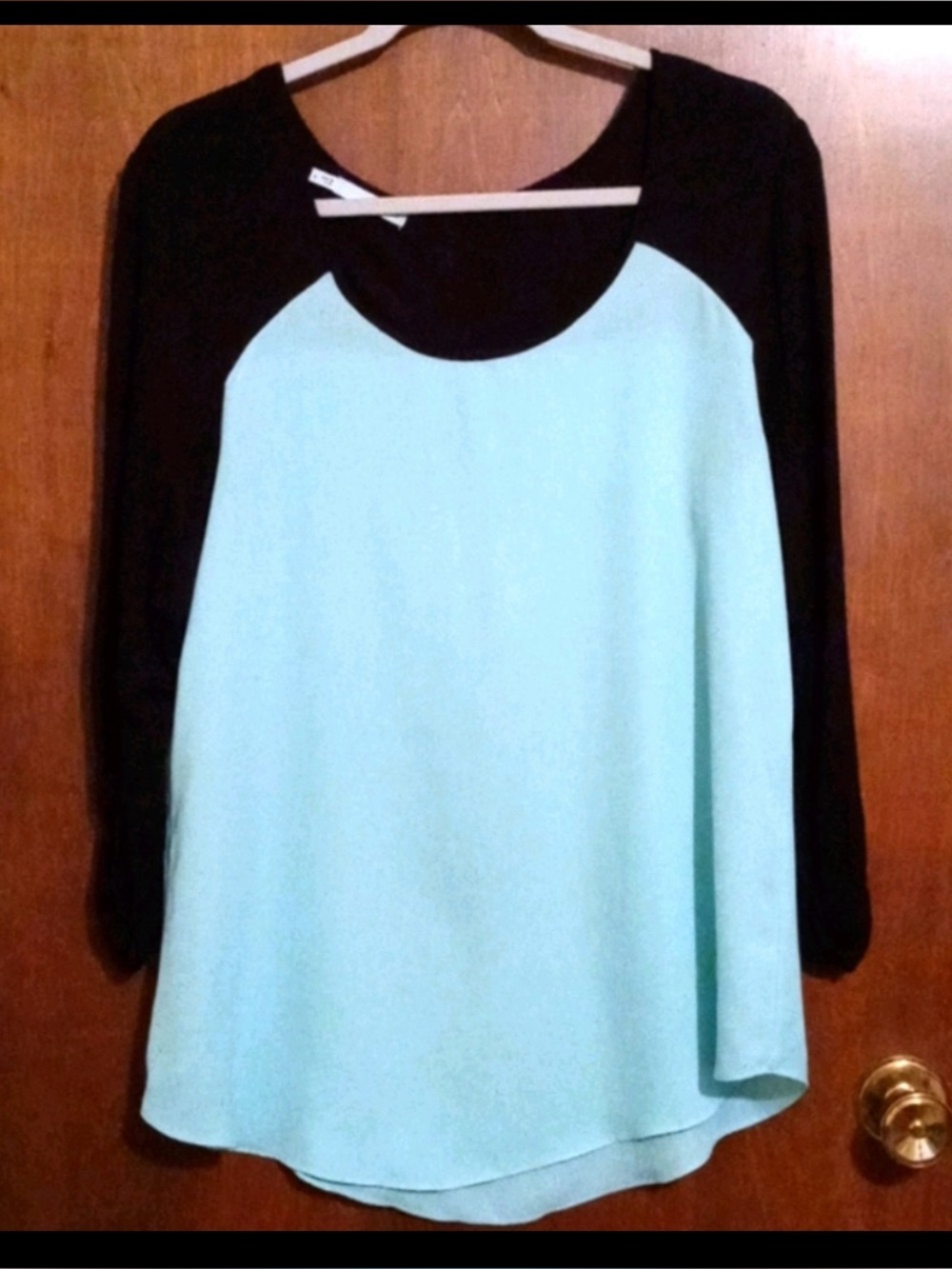 Maurices Black and Mint Green Raglan Blouse